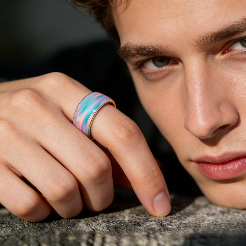 Rainbow Wide Ring, Colorful Sparkling Gift for All